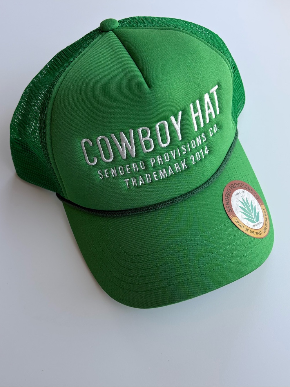Cowboy Hat Embroidered Trucker Cap in Green- Sendero